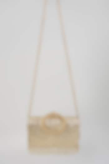 Gold Satin & Velvet Clutch by BEAU MONDE at Pernia's Pop Up Shop