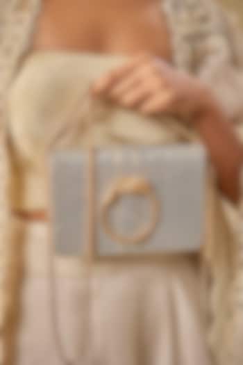 Golden Satin & Velvet Clutch by BEAU MONDE at Pernia's Pop Up Shop
