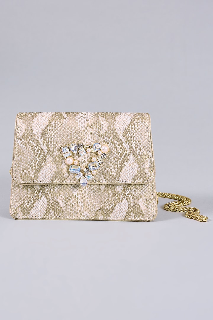 Gold & Silver Faux Leather Clutch by BEAU MONDE at Pernia's Pop Up Shop