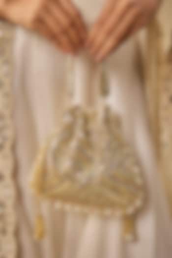 Gold Satin & Velvet Potli by BEAU MONDE at Pernia's Pop Up Shop