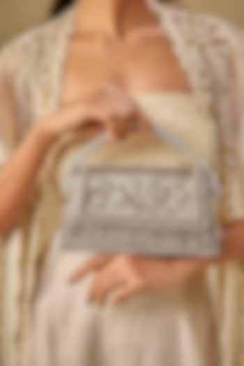 Silver Satin & Velvet Clutch by BEAU MONDE at Pernia's Pop Up Shop