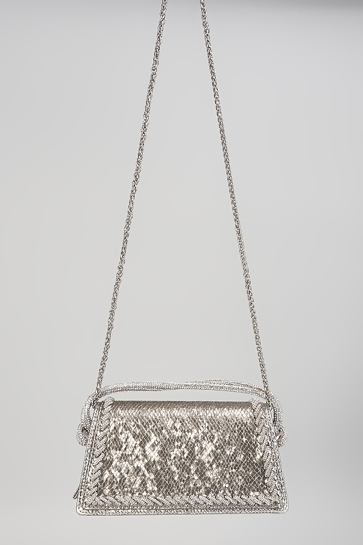 Silver Satin & Velvet Clutch by BEAU MONDE at Pernia's Pop Up Shop