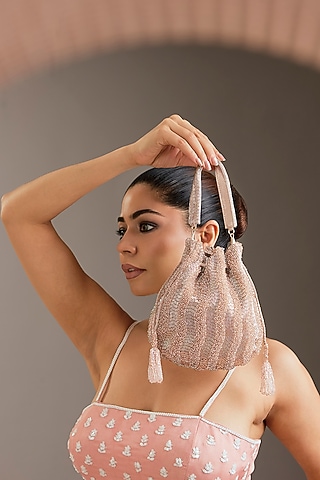Rose Gold Faux Leather Potli by BEAU MONDE
