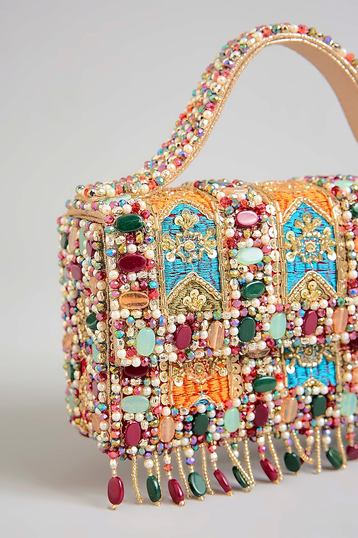 Multi-Colored Velvet & Satin Square-Shaped Clutch by BEAU MONDE at Pernia's Pop Up Shop