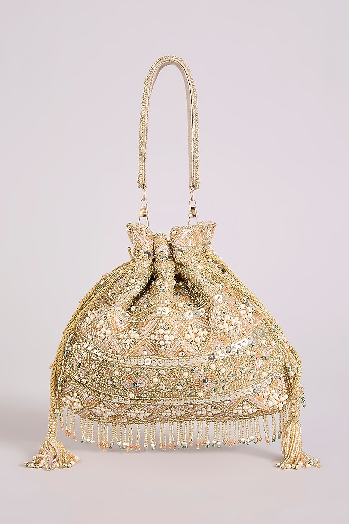 Multi-Colored Faux Leather Potli by BEAU MONDE at Pernia's Pop Up Shop