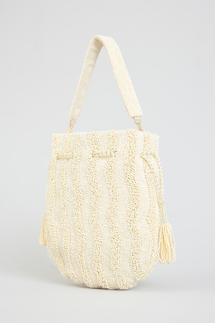 Ivory Faux Leather Potli by BEAU MONDE at Pernia's Pop Up Shop