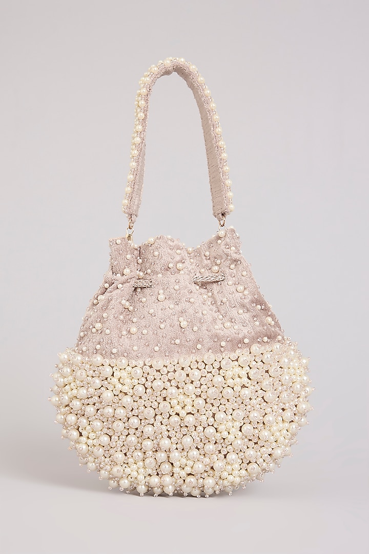 Pink Suede Velvet Potli by BEAU MONDE at Pernia's Pop Up Shop