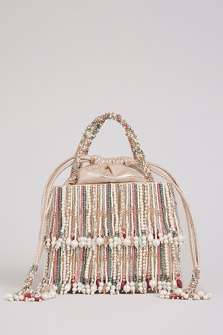 Multi-Colored Suede Velvet Bucket Bag by BEAU MONDE at Pernia's Pop Up Shop
