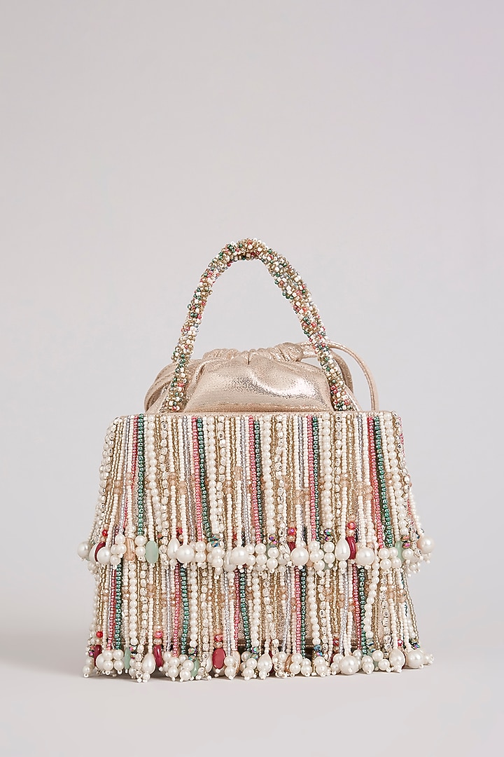 Multi-Colored Suede Velvet Bucket Bag by BEAU MONDE at Pernia's Pop Up Shop