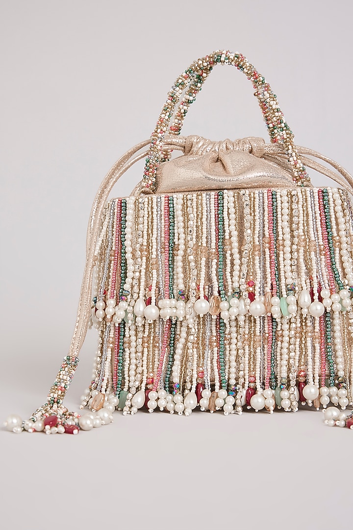 Multi-Colored Suede Velvet Bucket Bag by BEAU MONDE at Pernia's Pop Up Shop