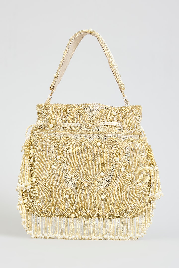 Silver & Gold Faux Leather Potli by BEAU MONDE at Pernia's Pop Up Shop