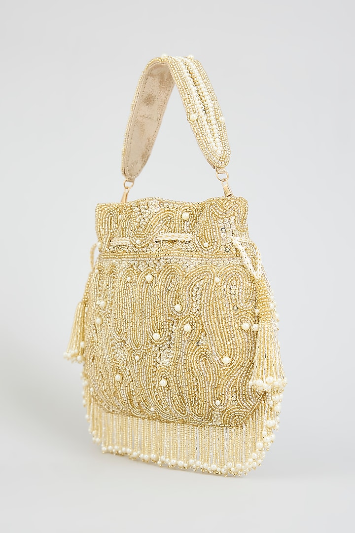 Silver & Gold Faux Leather Potli by BEAU MONDE at Pernia's Pop Up Shop
