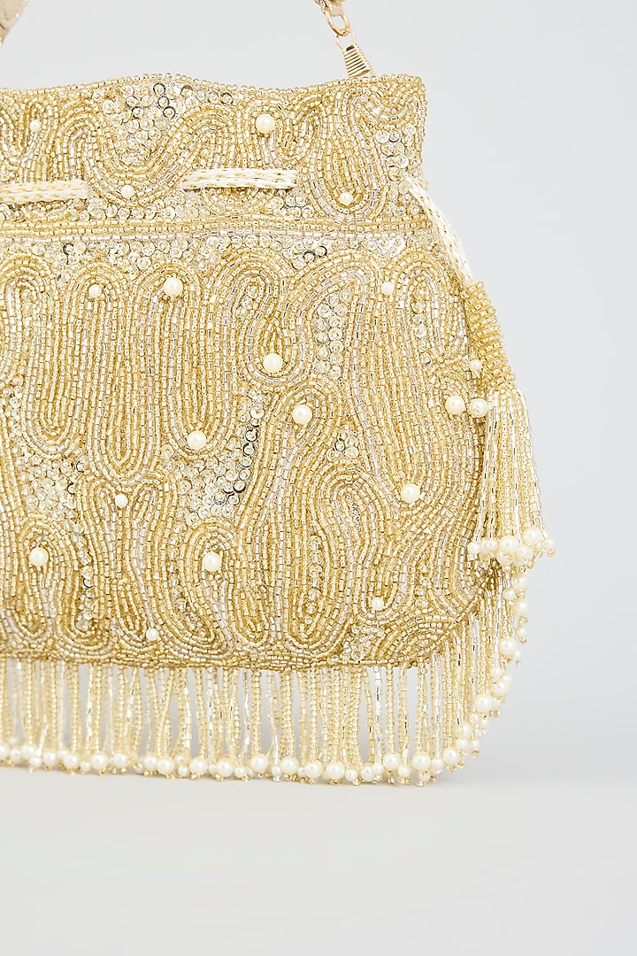 Silver & Gold Faux Leather Potli by BEAU MONDE at Pernia's Pop Up Shop