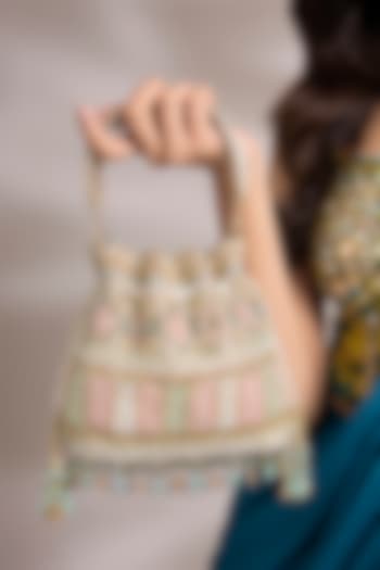 Multi-Colored Suede Velvet Potli by BEAU MONDE at Pernia's Pop Up Shop
