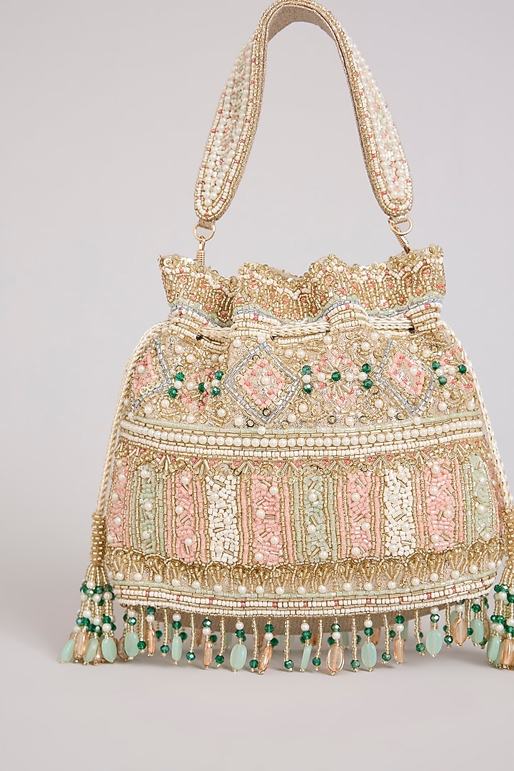 Multi-Colored Suede Velvet Potli by BEAU MONDE at Pernia's Pop Up Shop