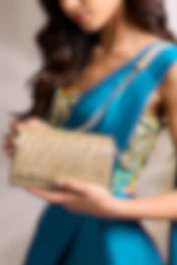 Gold Shimmer Faux Leather Clutch by BEAU MONDE at Pernia's Pop Up Shop