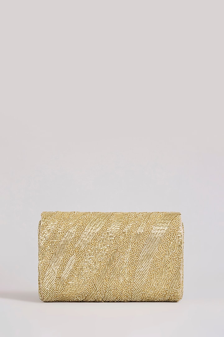 Gold Shimmer Faux Leather Clutch by BEAU MONDE at Pernia's Pop Up Shop