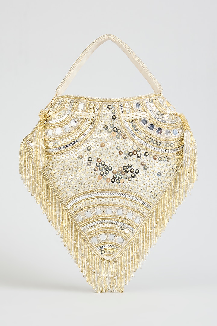 Silver & Gold Faux Leather Potli by BEAU MONDE at Pernia's Pop Up Shop