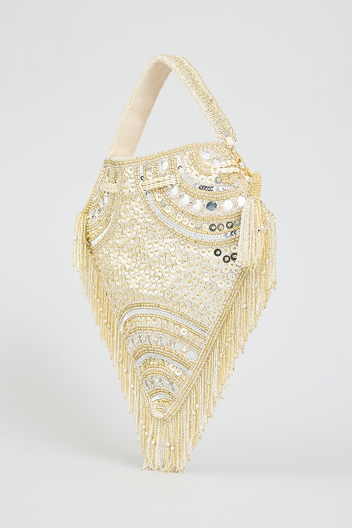 Silver & Gold Faux Leather Potli by BEAU MONDE at Pernia's Pop Up Shop