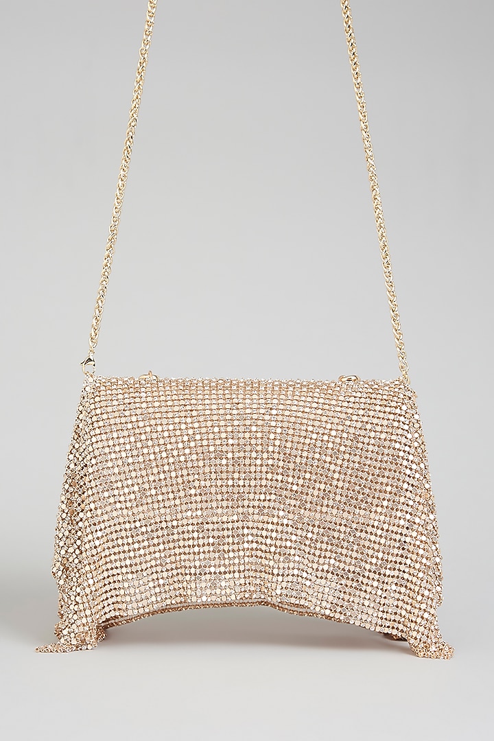 Rose Gold Faux Leather & Satin Bag by BEAU MONDE at Pernia's Pop Up Shop
