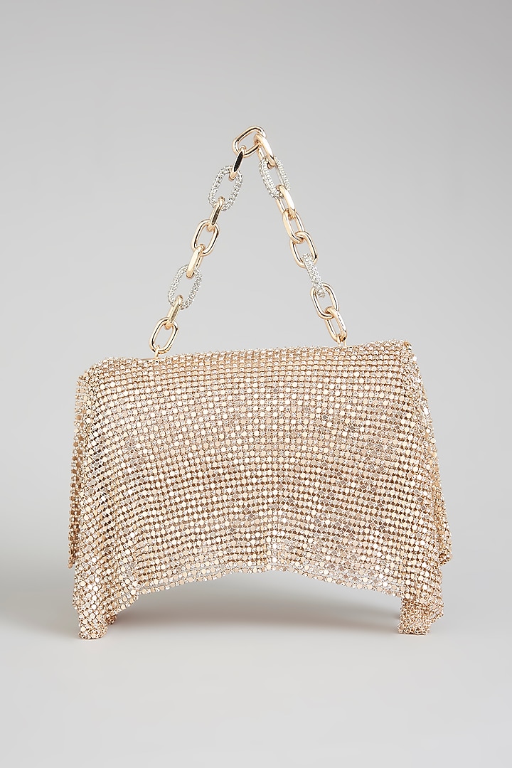 Rose Gold Faux Leather & Satin Bag by BEAU MONDE at Pernia's Pop Up Shop