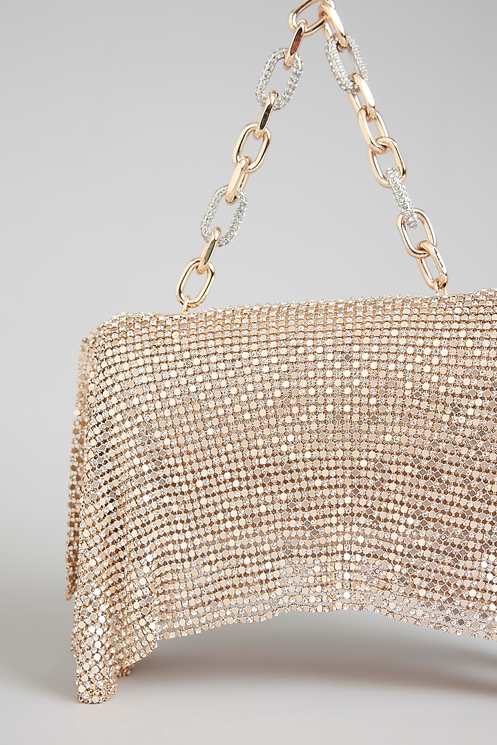 Rose Gold Faux Leather & Satin Bag by BEAU MONDE at Pernia's Pop Up Shop