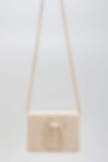 White & Gold Faux Leather Clutch by BEAU MONDE at Pernia's Pop Up Shop