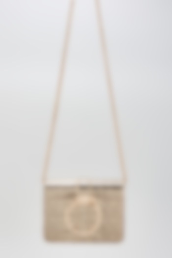 Gold Faux Leather Clutch by BEAU MONDE at Pernia's Pop Up Shop