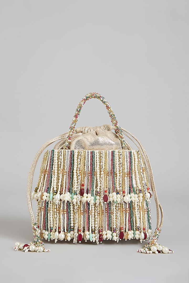 Multi-Colored Shimmer Faux Leather Embroidered Clutch by BEAU MONDE at Pernia's Pop Up Shop