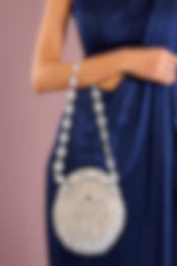 Silver Shimmer Faux Leather Clutch by BEAU MONDE at Pernia's Pop Up Shop