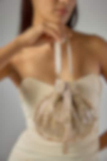 Rose Gold Faux Leather Crystal Embroidered Potli by BEAU MONDE at Pernia's Pop Up Shop