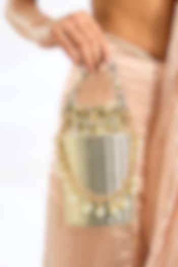 Gold Shimmer Faux Leather Bag by BEAU MONDE at Pernia's Pop Up Shop