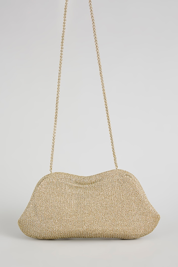 Gold Velvet & Satin Potli by BEAU MONDE at Pernia's Pop Up Shop