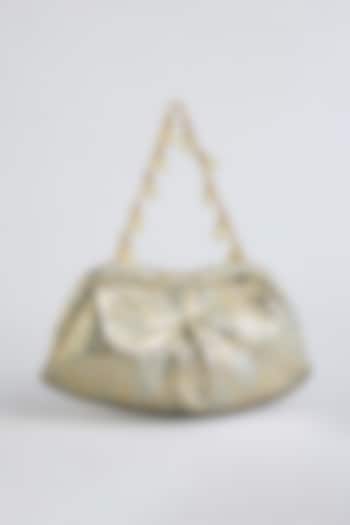 Silver Gold Shimmer Faux Leather Bag by BEAU MONDE at Pernia's Pop Up Shop