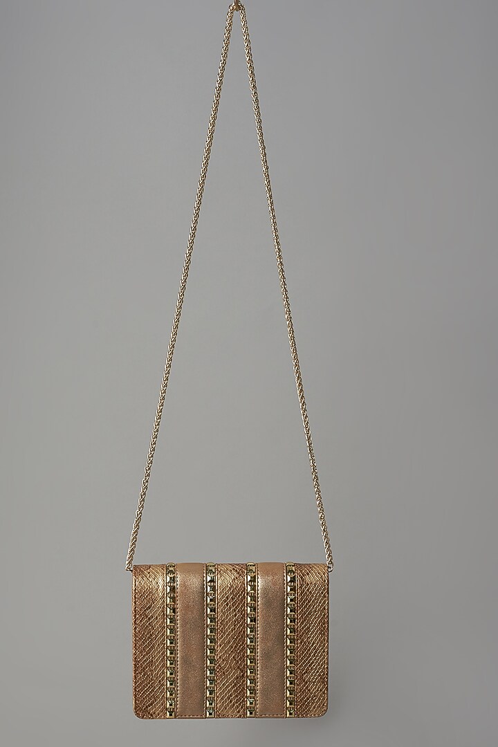Rose Gold & Copper Faux Leather Clutch by BEAU MONDE at Pernia's Pop Up Shop