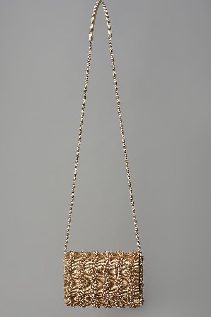 Gold Embroidered Clutch by BEAU MONDE at Pernia's Pop Up Shop