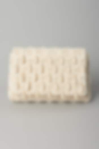 White Embroidered Clutch by BEAU MONDE at Pernia's Pop Up Shop