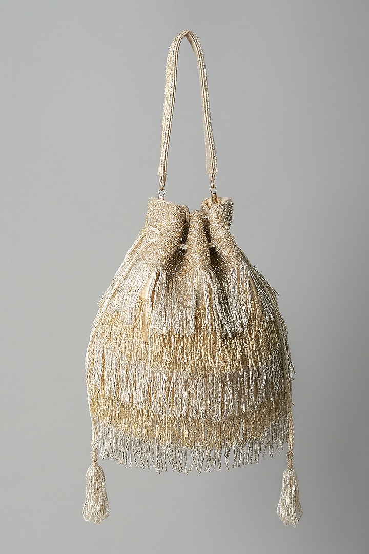 Gold Vegan Leather Potli by BEAU MONDE at Pernia's Pop Up Shop