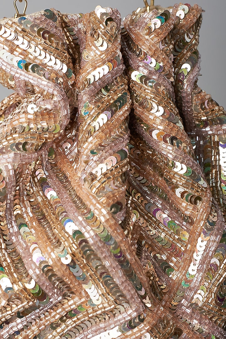 Rose Gold Embroidered Potli by BEAU MONDE at Pernia's Pop Up Shop