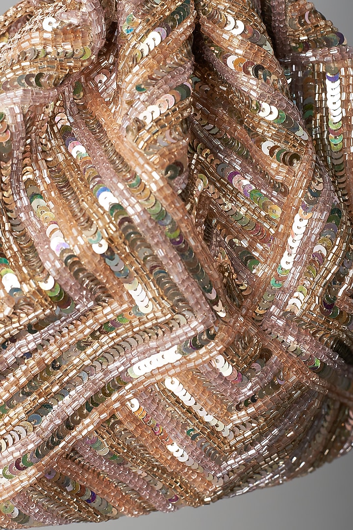 Rose Gold Embroidered Potli by BEAU MONDE at Pernia's Pop Up Shop