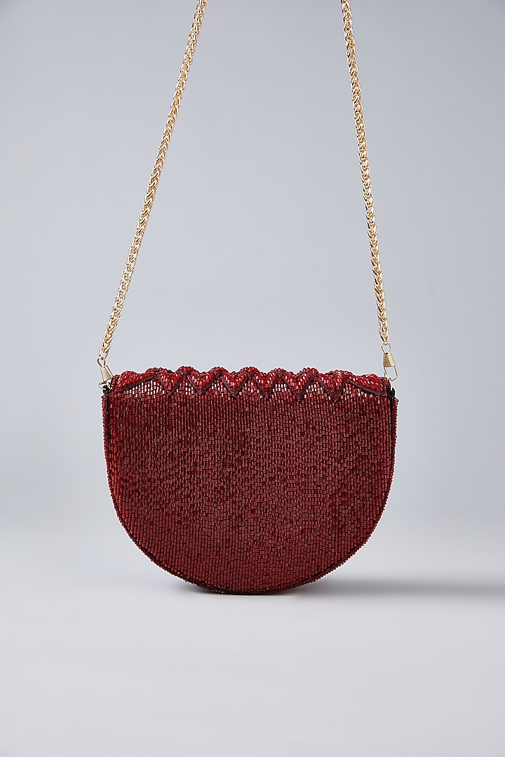 Scarlet Rose Red Velvet Hand Embellished Clutch by BEAU MONDE at Pernia's Pop Up Shop