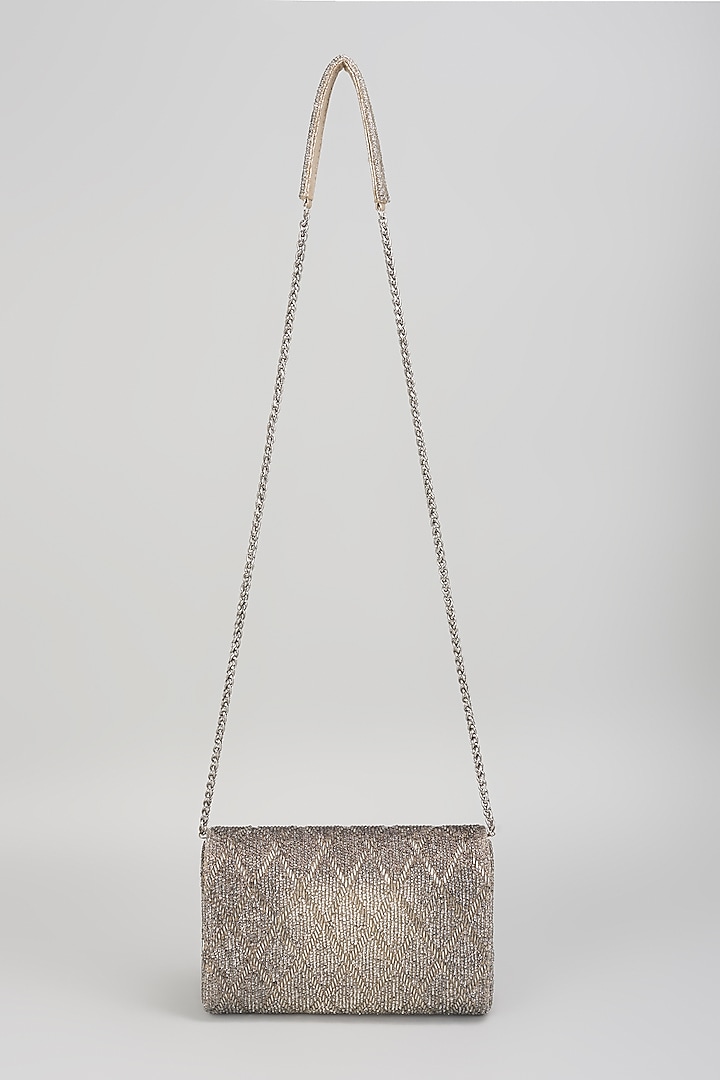 Silver Satin & Velvet Clutch by BEAU MONDE at Pernia's Pop Up Shop