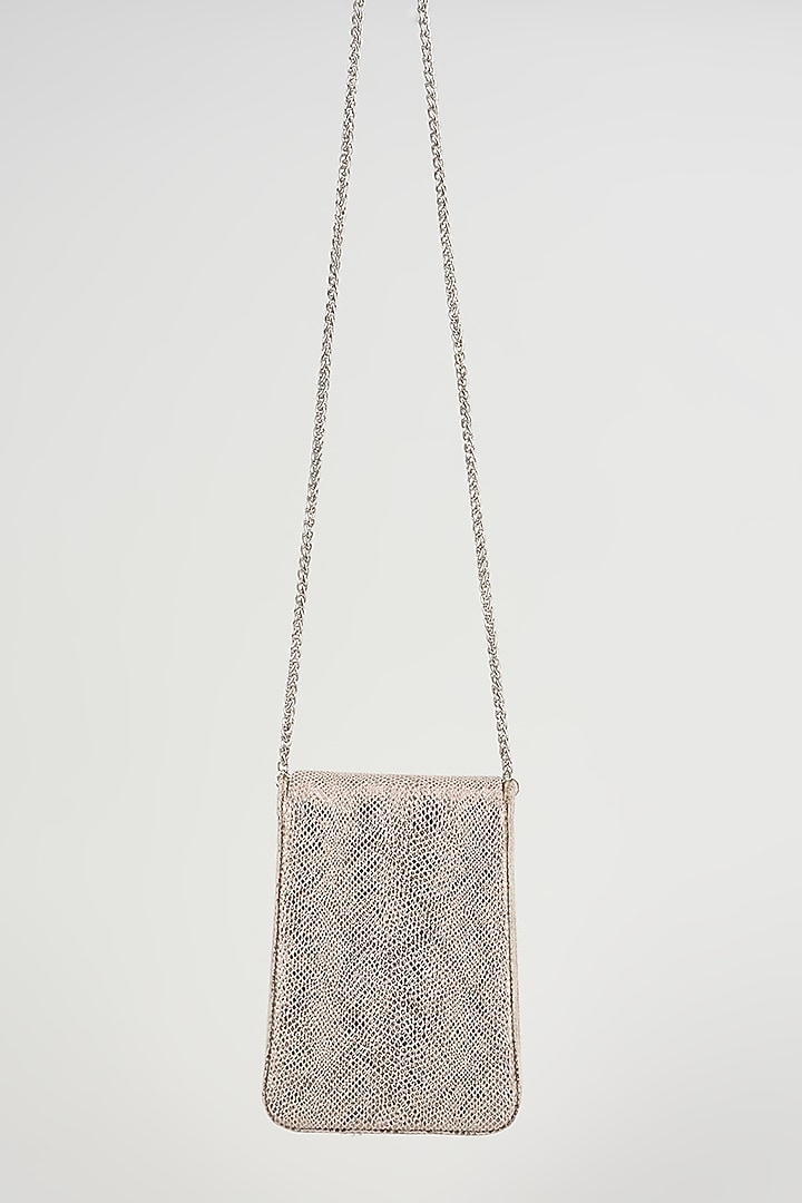 Silver Vegan Leather Embroidered Clutch by BEAU MONDE at Pernia's Pop Up Shop
