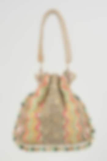 Multi-Colored Shimmer Faux Leather Potli by BEAU MONDE at Pernia's Pop Up Shop