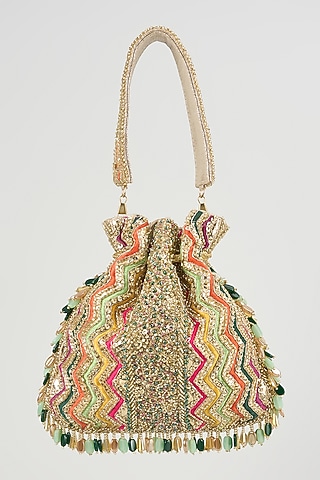 Multi-Colored Shimmer Faux Leather Potli by BEAU MONDE