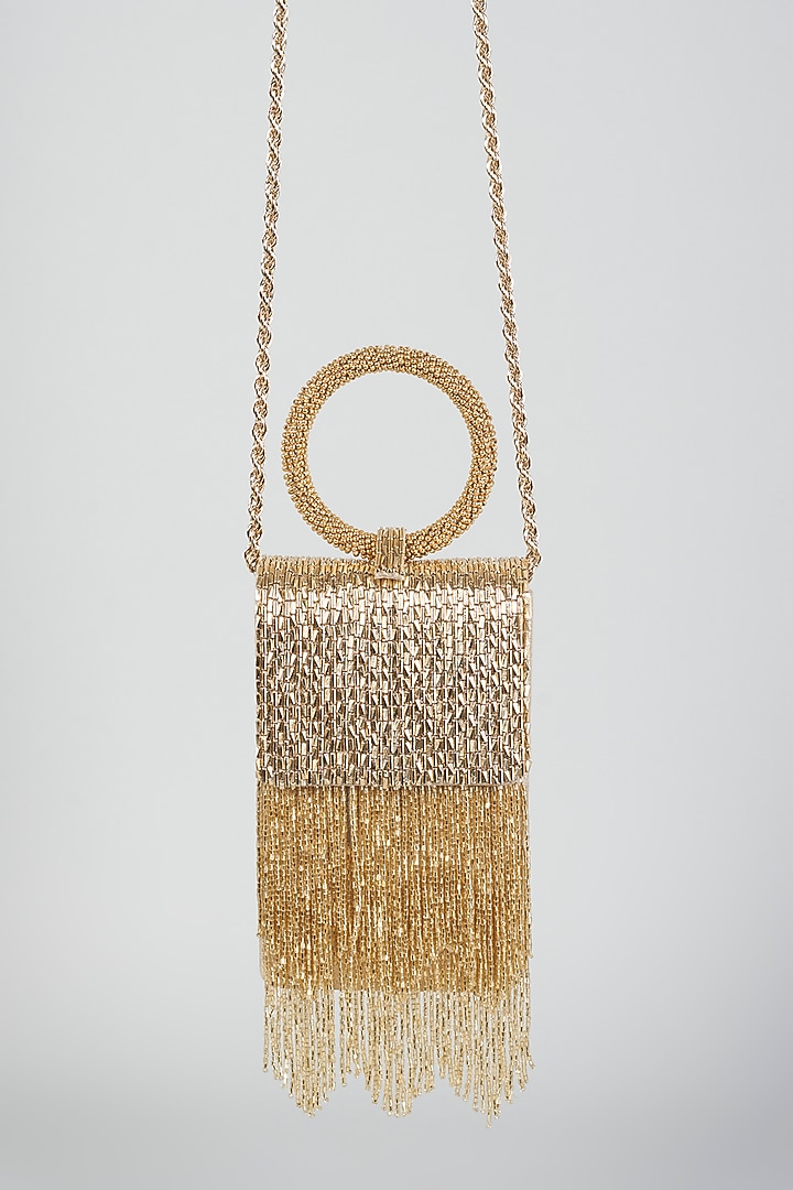 Gold Embroidered Clutch by BEAU MONDE at Pernia's Pop Up Shop