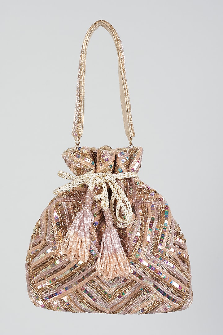 Rose Gold Embellished Potli by BEAU MONDE at Pernia's Pop Up Shop