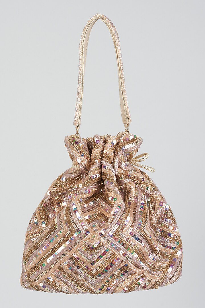 Rose Gold Embellished Potli by BEAU MONDE at Pernia's Pop Up Shop
