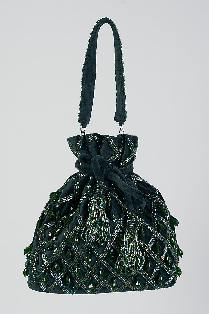 Green Beaded Potli by BEAU MONDE at Pernia's Pop Up Shop
