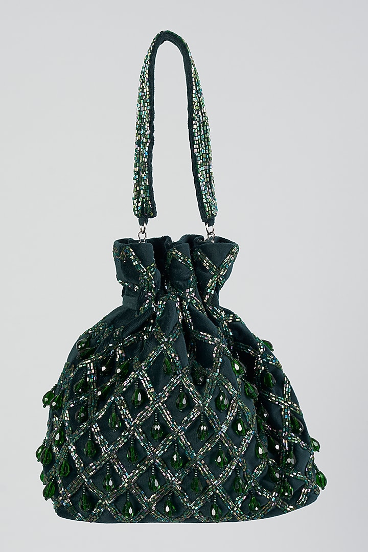 Green Beaded Potli by BEAU MONDE at Pernia's Pop Up Shop